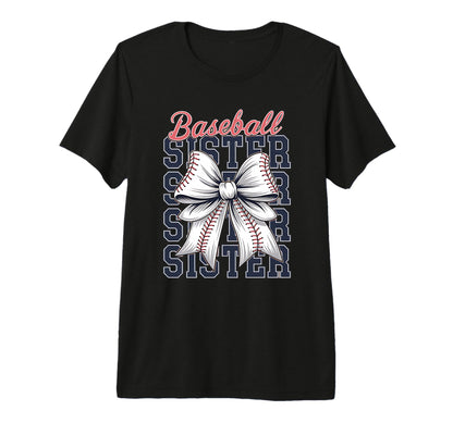 Baseball Sister Coquette Bow Tri Blend T-Shirt - Custom Art Print Men Women - T-Shirt, Sweatshirt, Hoodie