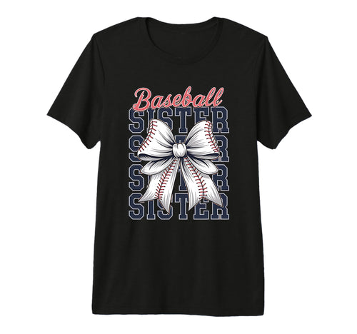 Baseball Sister Coquette Bow Tri Blend T-Shirt - Custom Art Print Men Women - T-Shirt, Sweatshirt, Hoodie