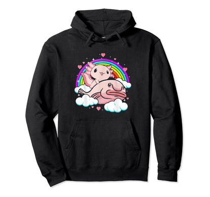 80S 90S Axolotl Rainbow Axolotl Hoodie - Graphic Print Men Women - T-Shirt, Sweatshirt, Hoodie
