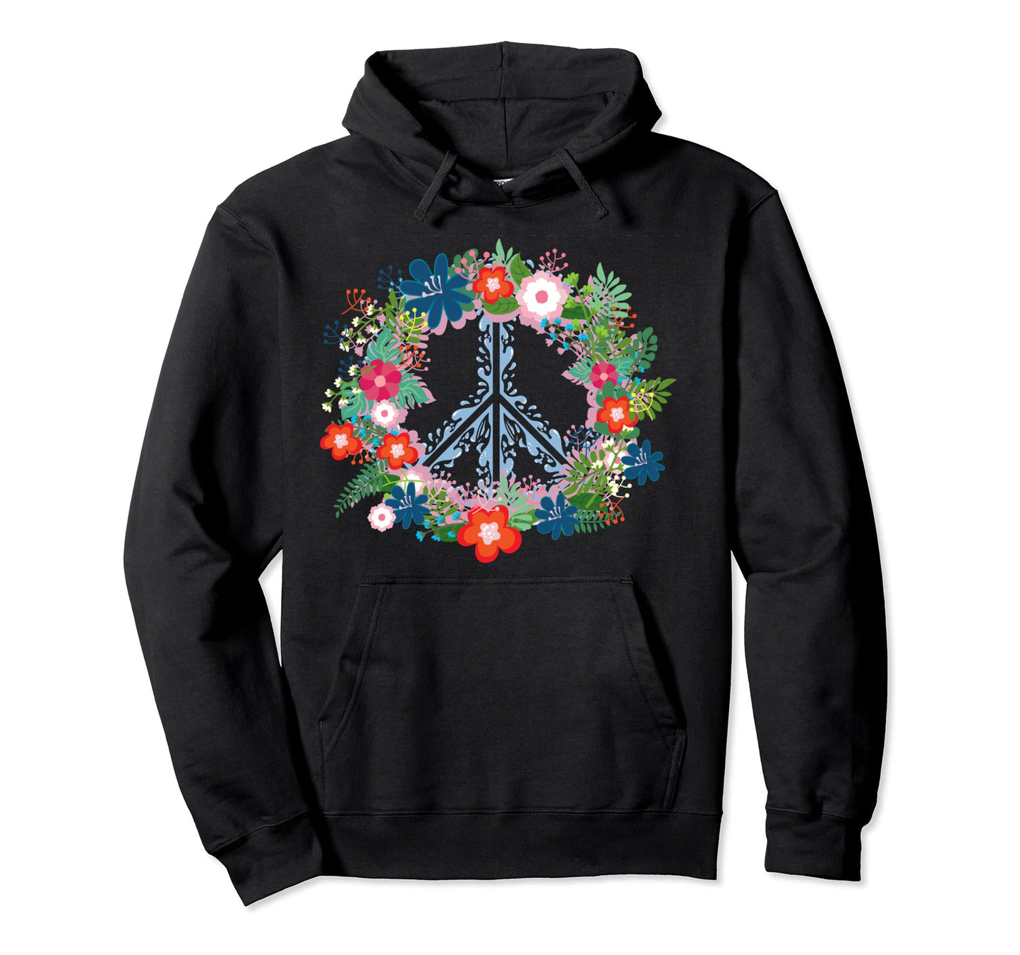 Peace Love Hippie Costume 60S 70S Hoodie - Fun Novelty Design for Adults - T-Shirt, Sweatshirt, Hoodie