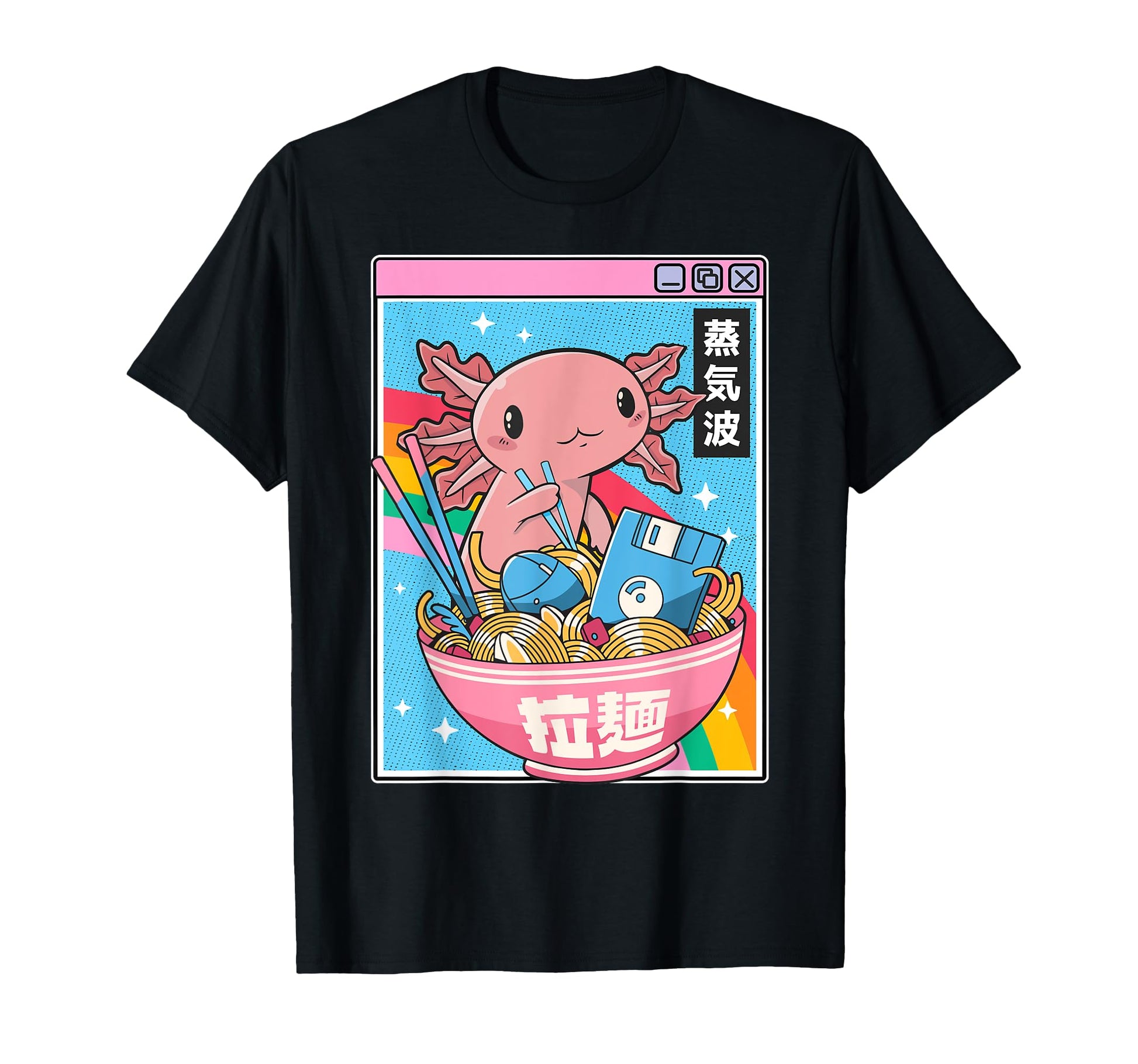 Axolotl Kawaii Rainbow Vaporwave T-Shirt - Aesthetic Graphic Unisex - T-Shirt, Sweatshirt, Hoodie