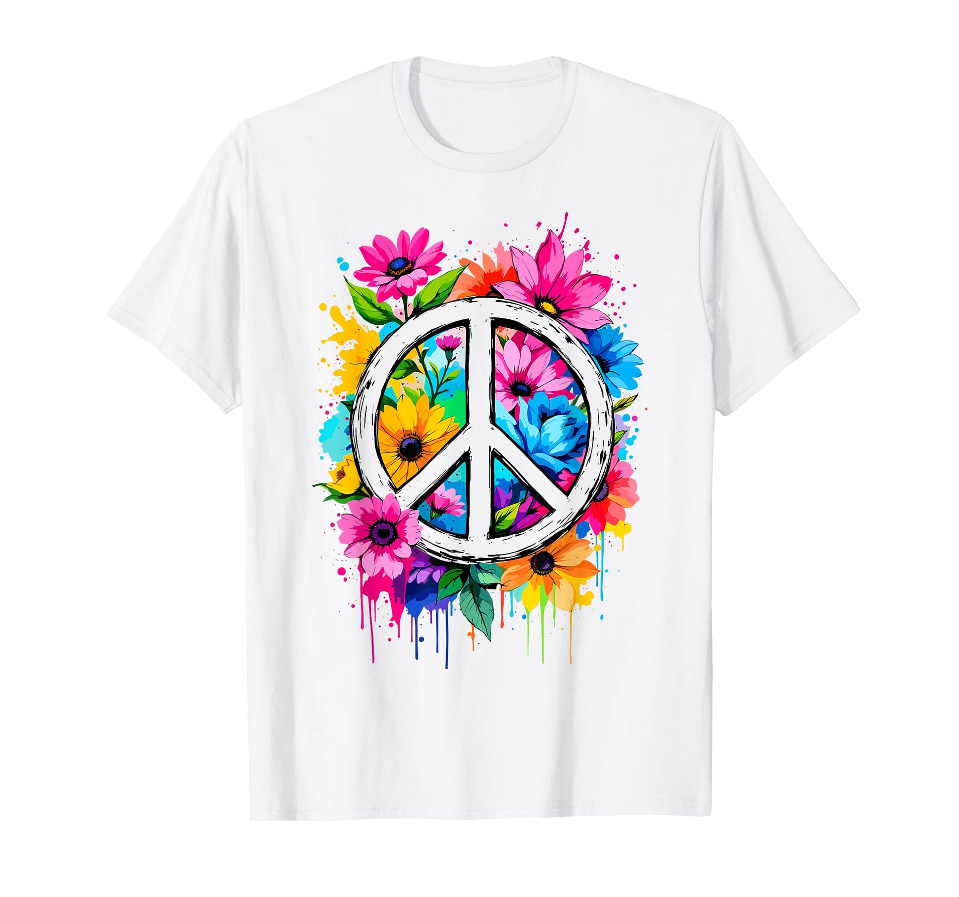 Love Peace Flower Power Peace Sign 70S T-Shirt - Custom Art Print Unisex - T-Shirt, Sweatshirt, Hoodie