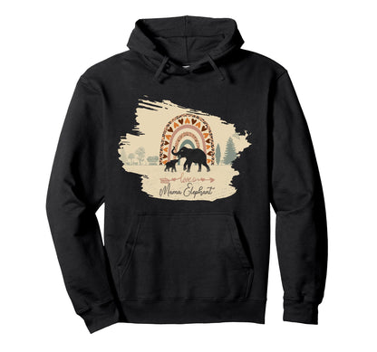 Mama Elephant One Calf And Rainbow Boho Hoodie - Trendy Graphic Men Women - T-Shirt, Sweatshirt, Hoodie