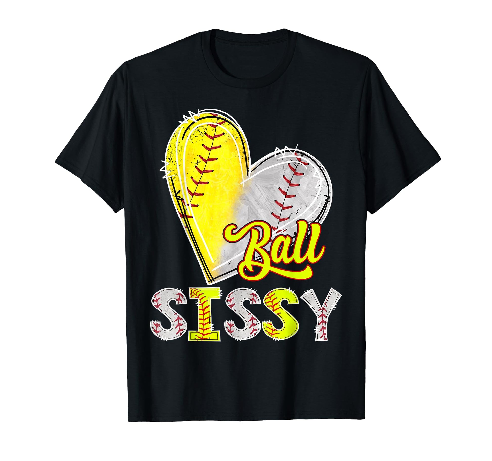 Ball Sissy Heart Baseball Softball T-Shirt - Minimalist Print for Adults - T-Shirt, Sweatshirt, Hoodie