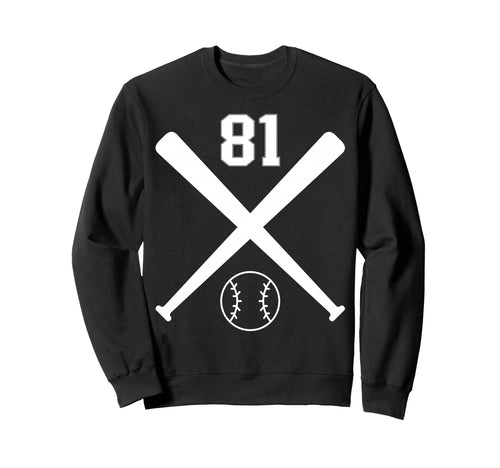Baseball Softball Number 81 Sweatshirt - Fun Novelty Design for Adults - T-Shirt, Sweatshirt, Hoodie