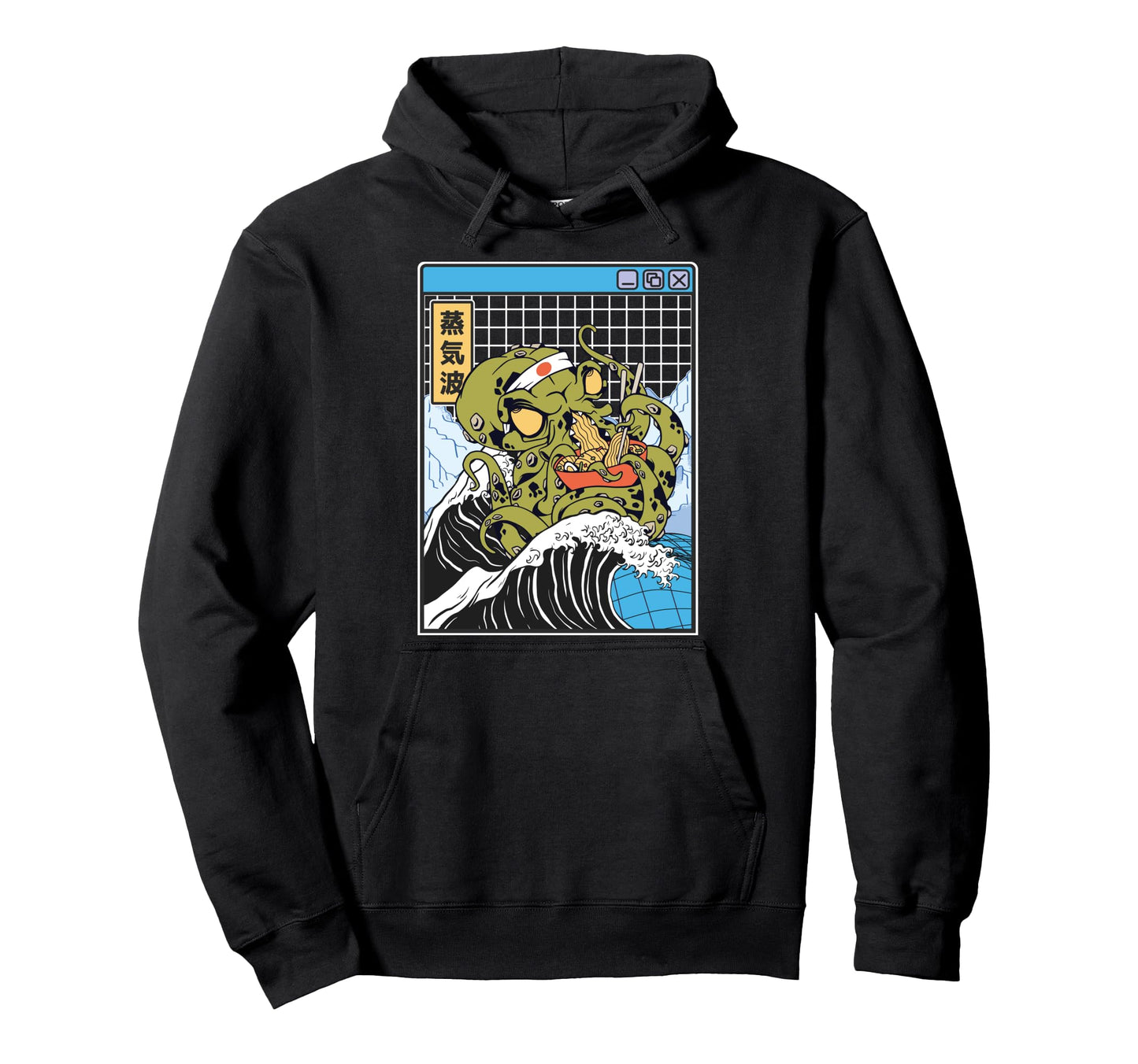 Kraken Eating Ramen Kanagawa Wave Hoodie - Graphic Print for Adults - T-Shirt, Sweatshirt, Hoodie
