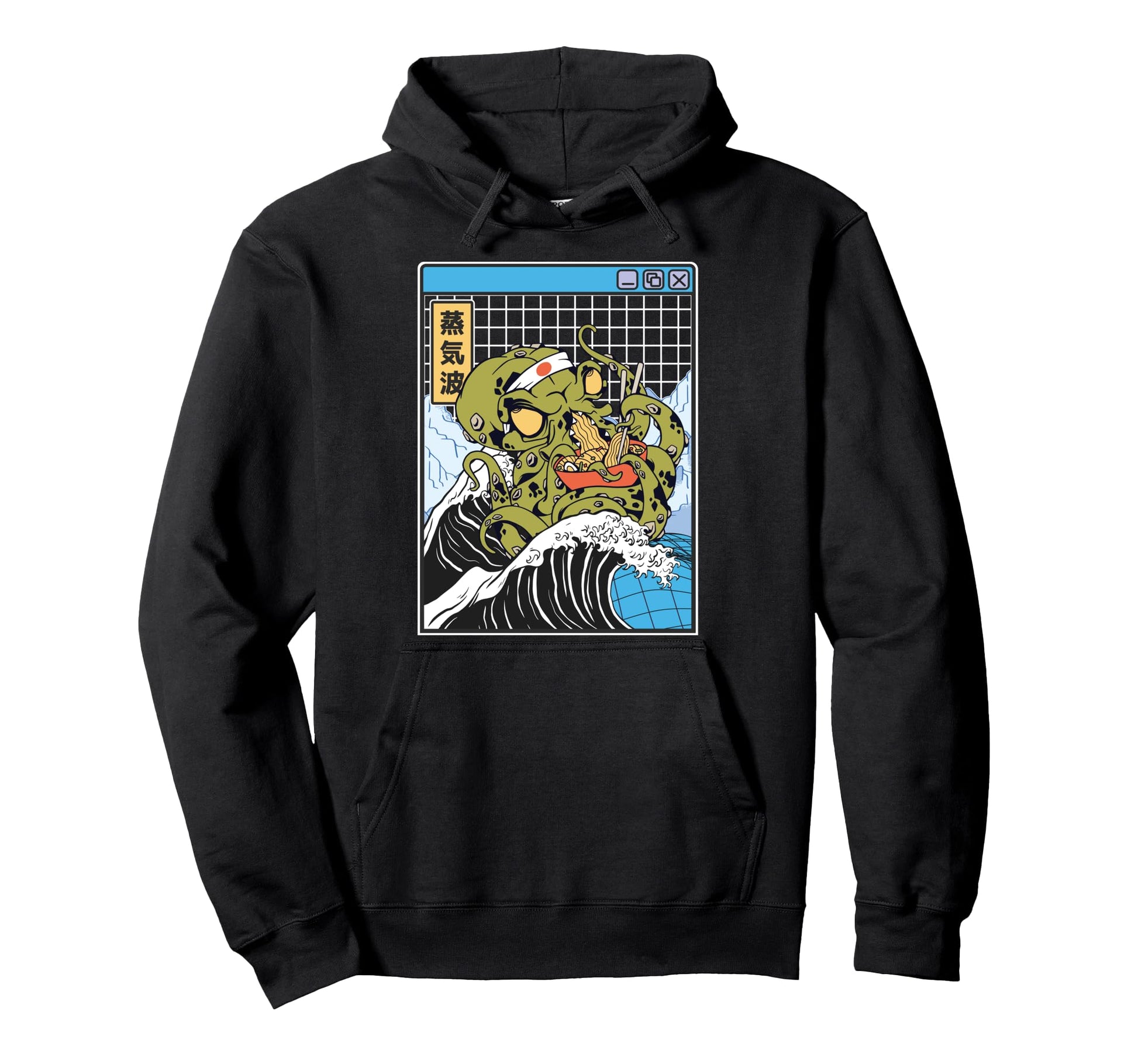 Kraken Eating Ramen Kanagawa Wave Hoodie - Graphic Print for Adults - T-Shirt, Sweatshirt, Hoodie