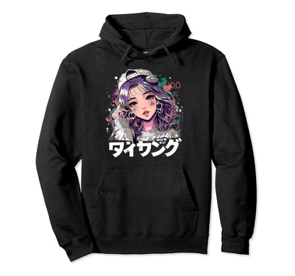 Anime Goth Grunge Demon Waifu Horror Hoodie - Minimalist Print for Adults - T-Shirt, Sweatshirt, Hoodie