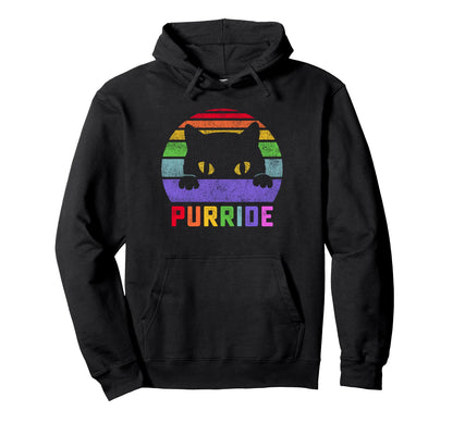 Pride Cat Purride Gay Lgbtq Rainbow Flag Hoodie - Aesthetic Graphic Unisex - T-Shirt, Sweatshirt, Hoodie