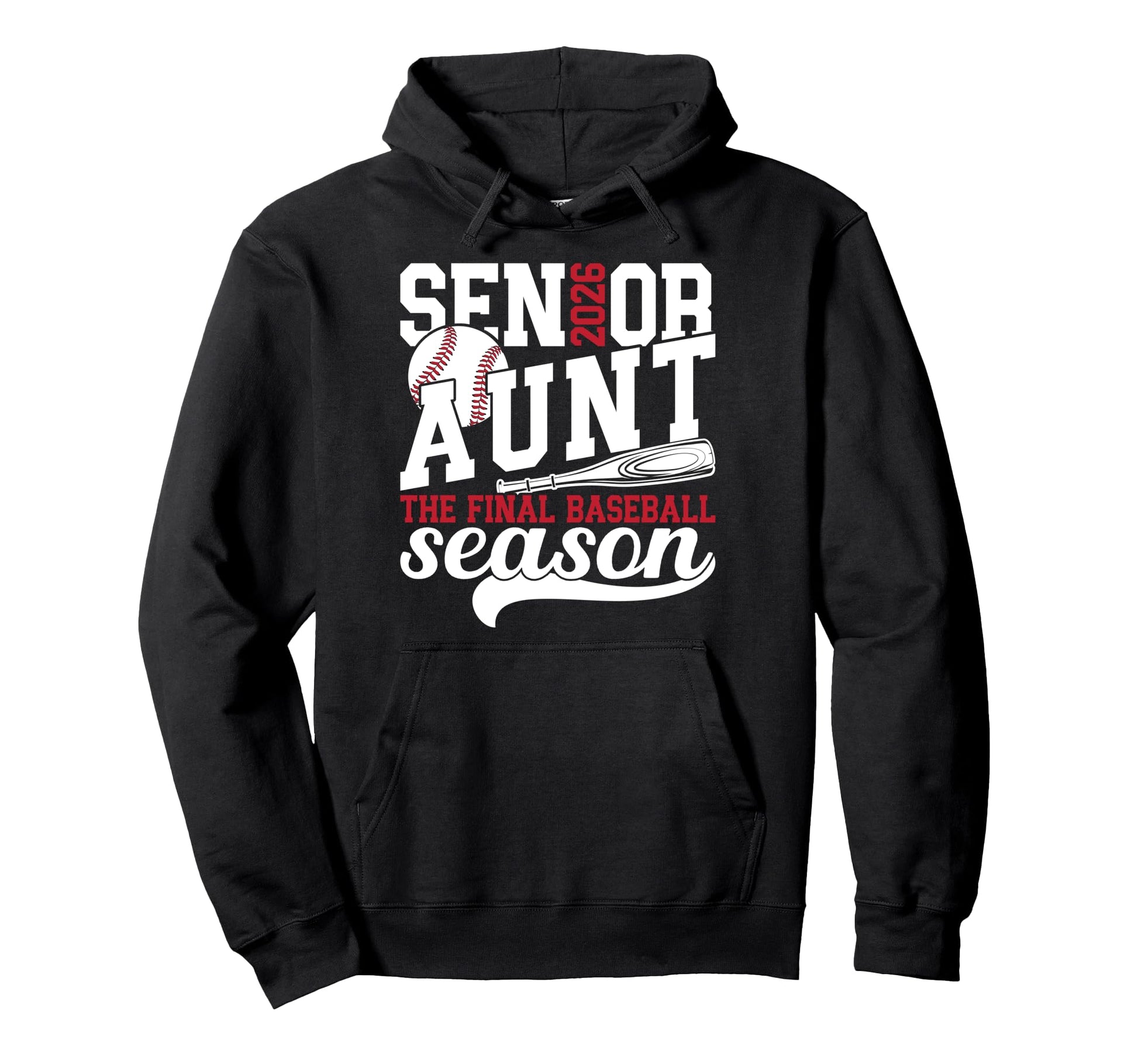 Baseball Senior Aunt 2026 Baseball Hoodie - Novelty Apparel for Adults - T-Shirt, Sweatshirt, Hoodie