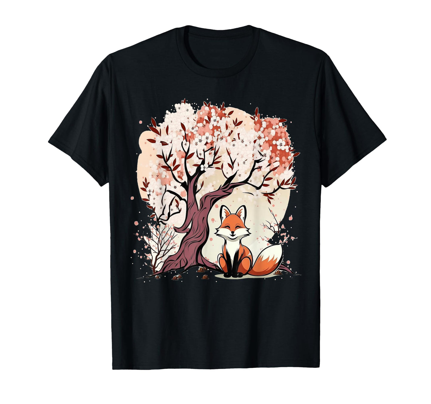 Kawaii Fox Cherry Blossom Japanese T-Shirt - Trendy Graphic for Adults - T-Shirt, Sweatshirt, Hoodie