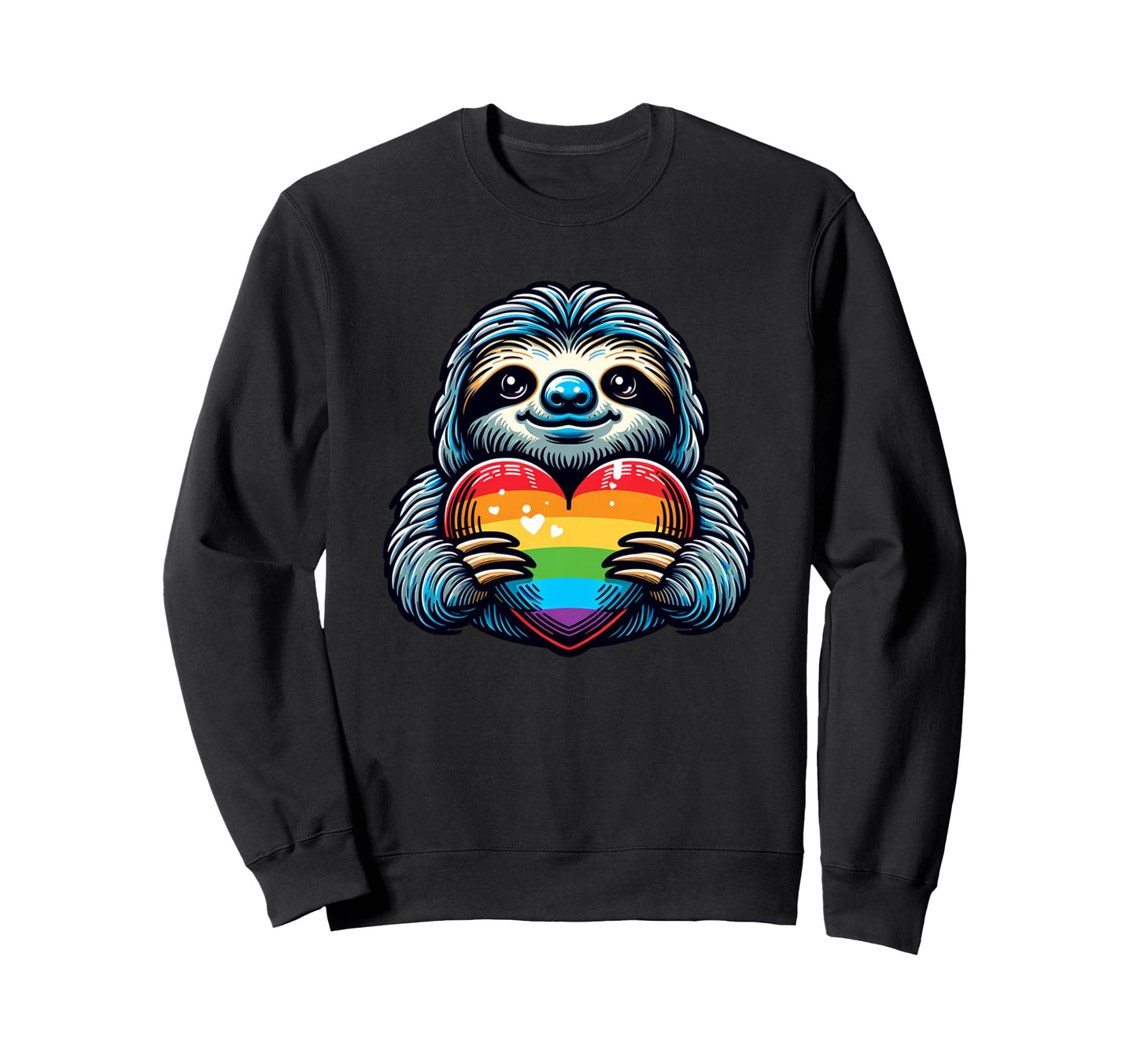 Sloth Rainbow Heart Lgbtq Gay Pride Sweatshirt - Unique Graphic Men Women - T-Shirt, Sweatshirt, Hoodie
