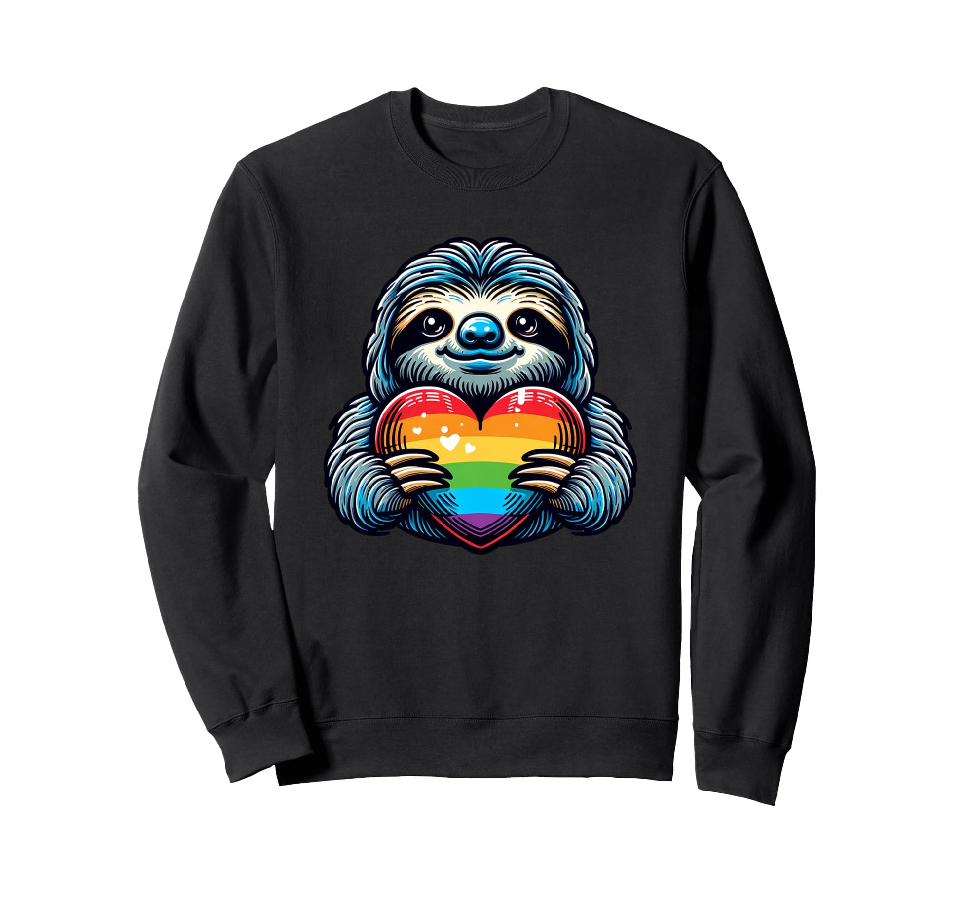Sloth Rainbow Heart Lgbtq Gay Pride Sweatshirt - Unique Graphic Men Women - T-Shirt, Sweatshirt, Hoodie
