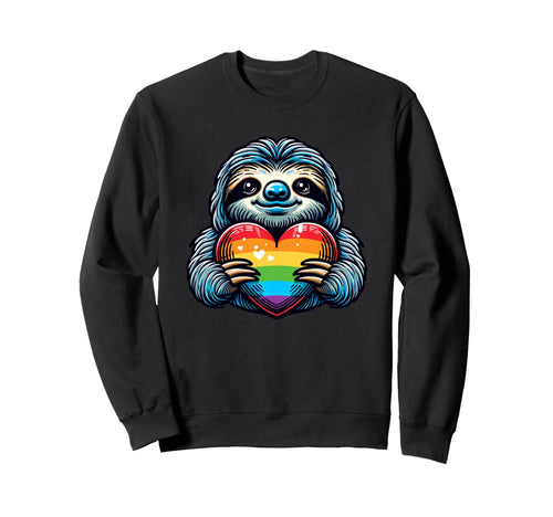 Sloth Rainbow Heart Lgbtq Gay Pride Sweatshirt - Unique Graphic Men Women - T-Shirt, Sweatshirt, Hoodie