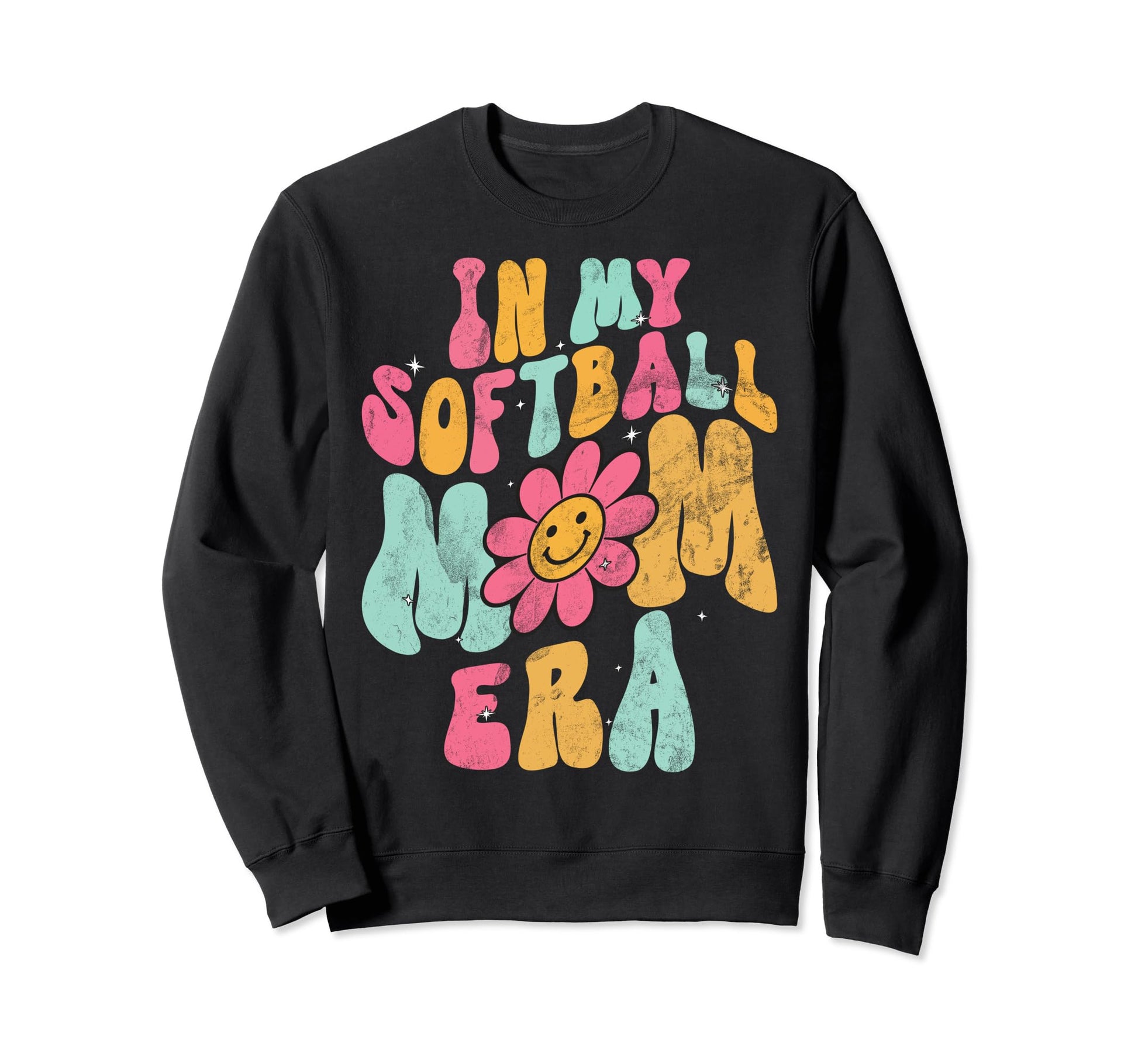 My Softball Mom Era Groovy Sweatshirt - Aesthetic Graphic for Adults - T-Shirt, Sweatshirt, Hoodie