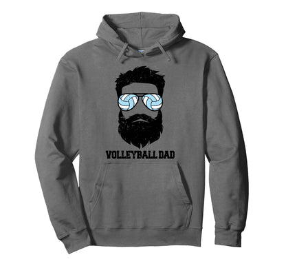 Volleyball Dad Funny Messy Hair Beard Hoodie - Unique Graphic for Adults - T-Shirt, Sweatshirt, Hoodie