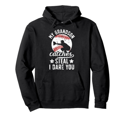 My Grandson Catches Baseball Catcher Hoodie - Unique Graphic Men Women - T-Shirt, Sweatshirt, Hoodie