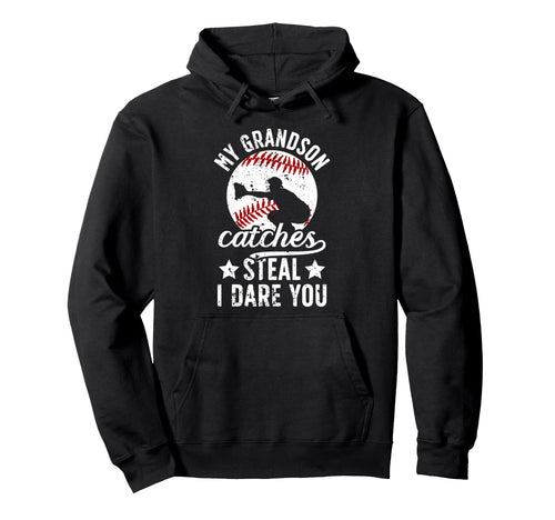 My Grandson Catches Baseball Catcher Hoodie - Unique Graphic Men Women - T-Shirt, Sweatshirt, Hoodie