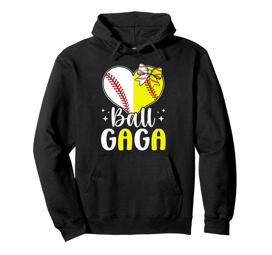 Ball Gaga Heart Softball Baseball Gaga Hoodie - Streetwear Style Men Women - T-Shirt, Sweatshirt, Hoodie