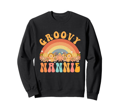 Groovy Nannie Rainbow Daisy Flower Sweatshirt - Novelty Apparel for Adults - T-Shirt, Sweatshirt, Hoodie