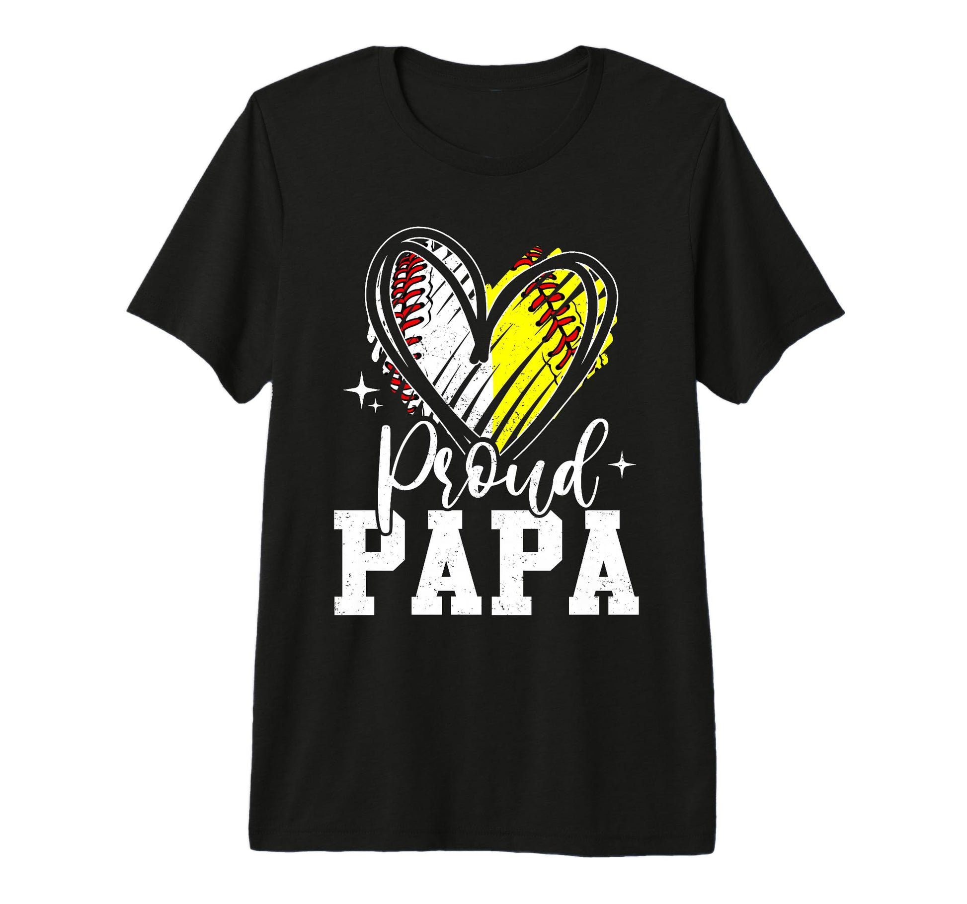 Proud Papa Baseball Softball Heart Papa T-Shirt - Aesthetic Graphic Unisex - T-Shirt, Sweatshirt, Hoodie