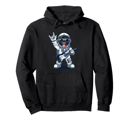 Astronaut Guitar Player Space Theme Hoodie - Aesthetic Graphic Unisex - T-Shirt, Sweatshirt, Hoodie