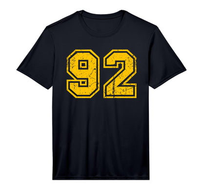 Yellow Sports Team Number 92 T-Shirt - Fun Novelty Design for Adults - T-Shirt, Sweatshirt, Hoodie