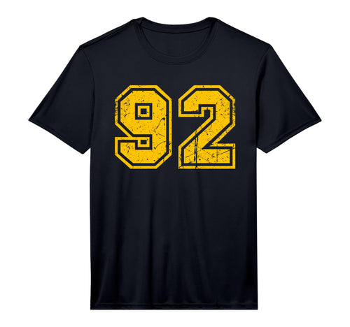 Yellow Sports Team Number 92 T-Shirt - Fun Novelty Design for Adults - T-Shirt, Sweatshirt, Hoodie