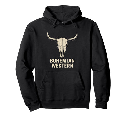 Bohemian Western Cow Skull Rustic Hoodie - Aesthetic Graphic Men Women - T-Shirt, Sweatshirt, Hoodie