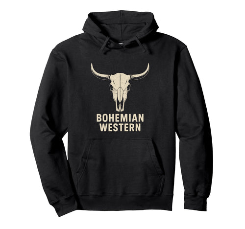 Bohemian Western Cow Skull Rustic Hoodie - Aesthetic Graphic Men Women - T-Shirt, Sweatshirt, Hoodie