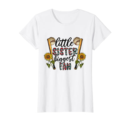 Little Sister Biggest Fan Baseball T-Shirt - Minimalist Print Men Women - T-Shirt, Sweatshirt, Hoodie