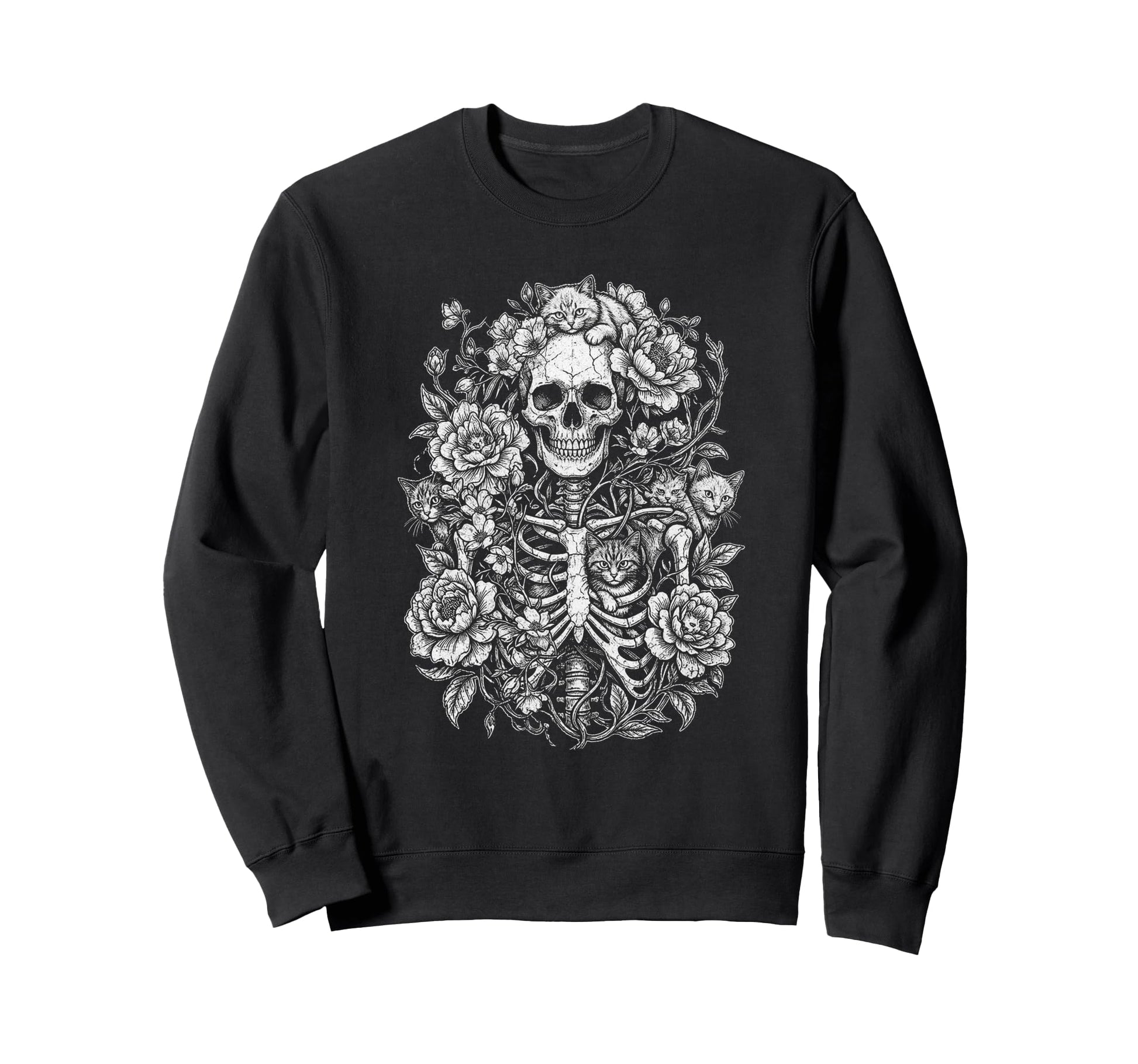 Skull Cat Skeleton Kitty Kitten Sweatshirt - Casual Everyday Wear Unisex - T-Shirt, Sweatshirt, Hoodie