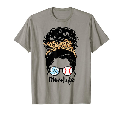Mom Life Messy Bun Curly Hair T-Shirt - Minimalist Print Men Women - T-Shirt, Sweatshirt, Hoodie