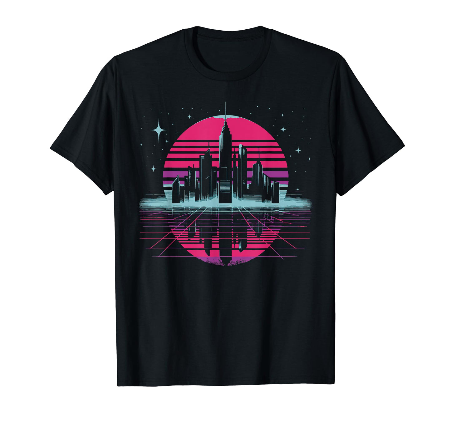 Cityscape City Skyline Vaporwave T-Shirt - Unique Graphic for Adults - T-Shirt, Sweatshirt, Hoodie