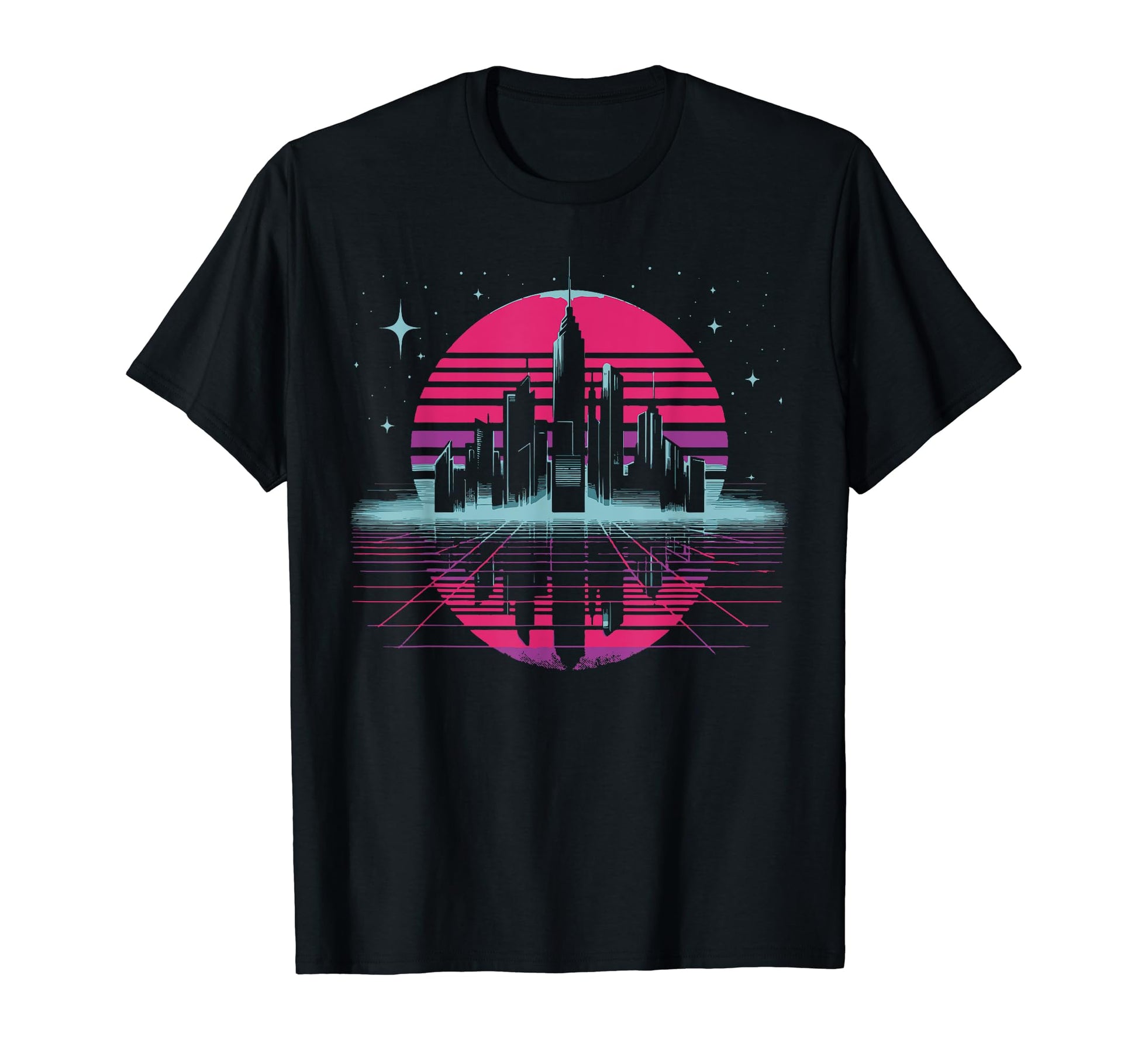 Cityscape City Skyline Vaporwave T-Shirt - Unique Graphic for Adults - T-Shirt, Sweatshirt, Hoodie