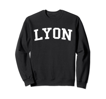 Lyon France Distressed White Sweatshirt - Casual Everyday Wear Men Women - T-Shirt, Sweatshirt, Hoodie