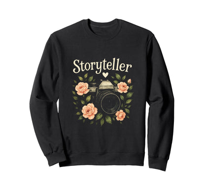 Storyteller Camera Floral Art Sweatshirt - Graphic Print Men Women - T-Shirt, Sweatshirt, Hoodie
