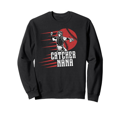 Baseball Catcher Nana Baseball Sweatshirt - Trendy Graphic for Adults - T-Shirt, Sweatshirt, Hoodie