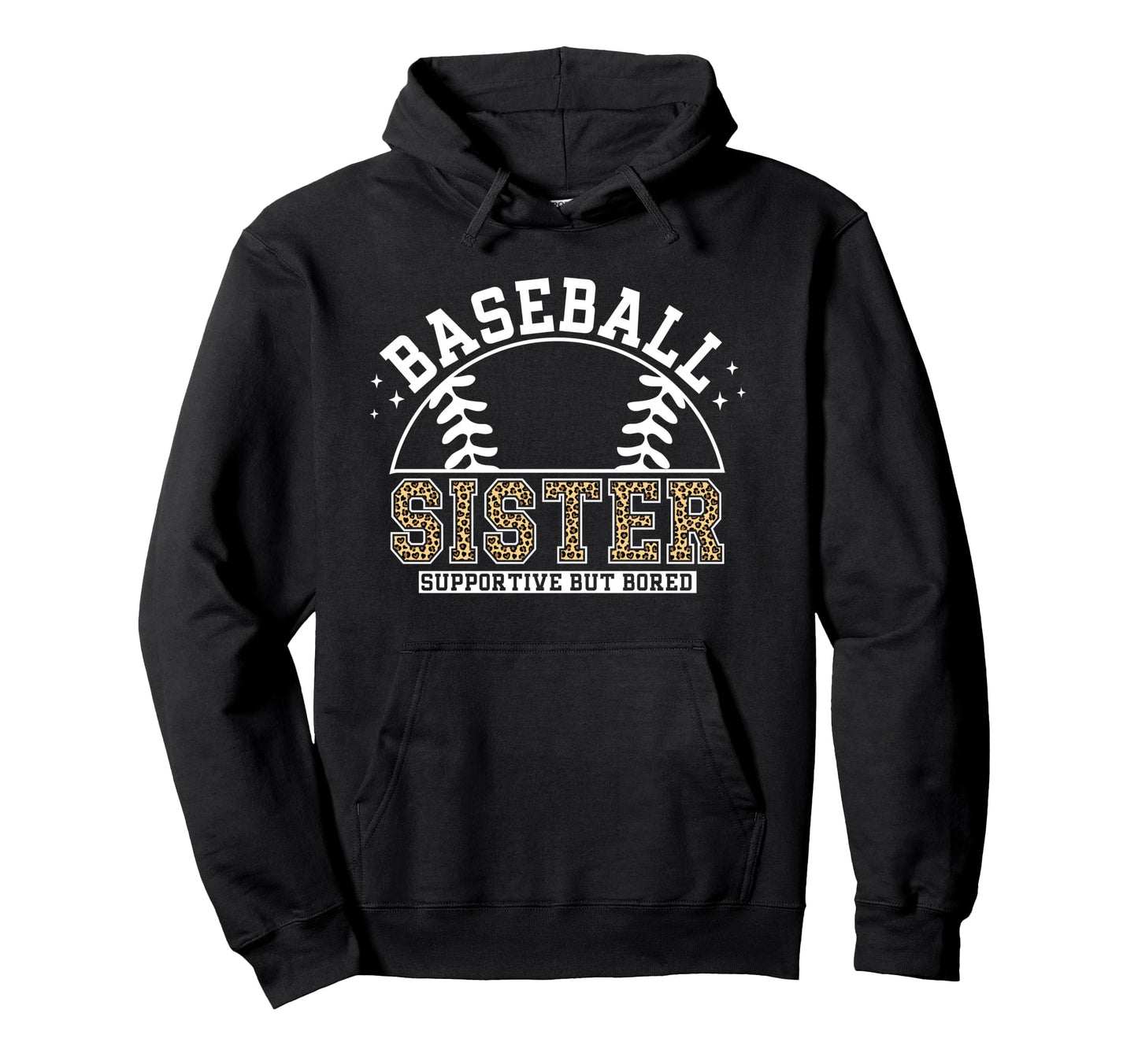 Leopard Baseball Sister Supportive Hoodie - Aesthetic Graphic for Adults - T-Shirt, Sweatshirt, Hoodie