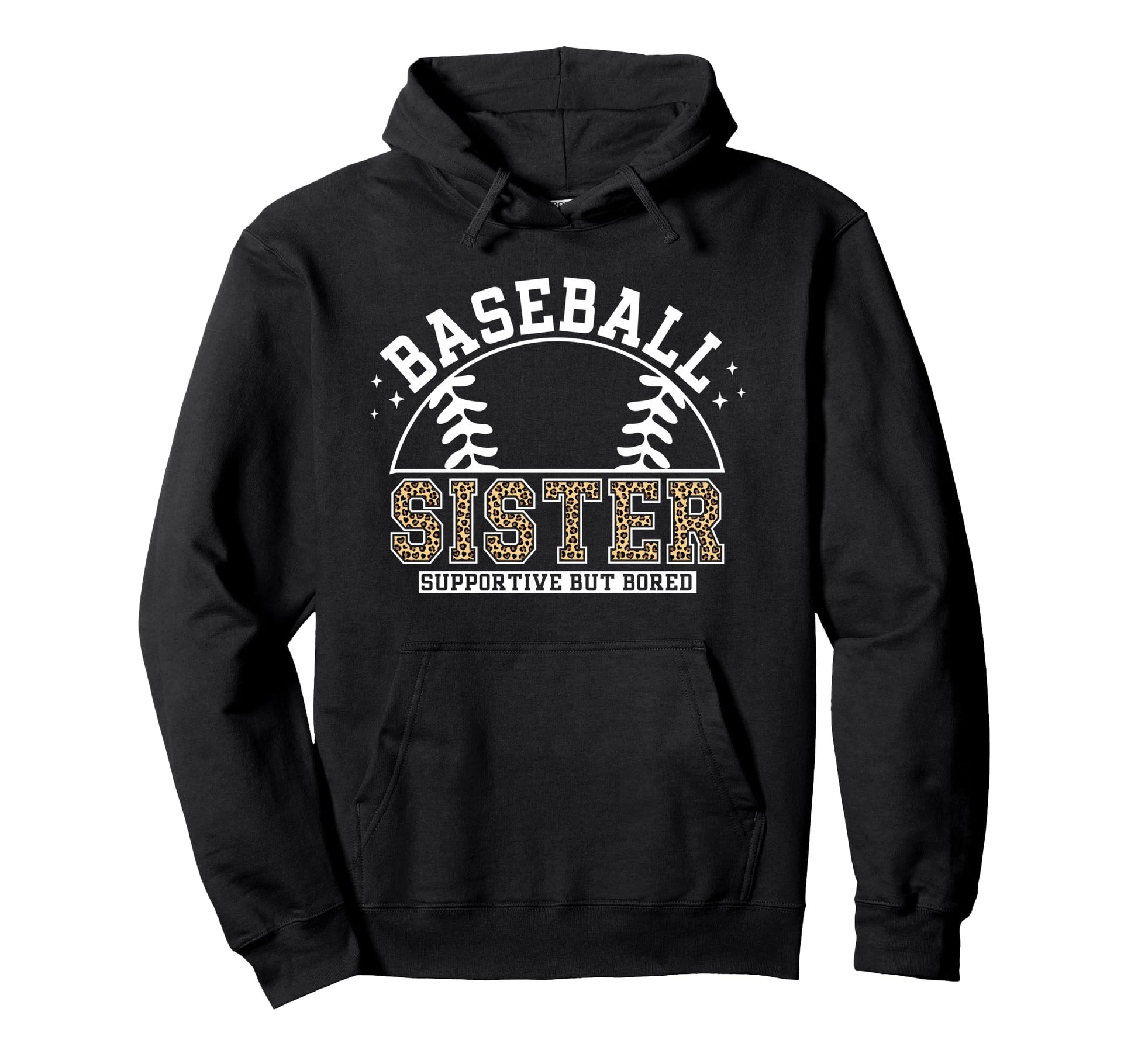 Leopard Baseball Sister Supportive Hoodie - Aesthetic Graphic for Adults - T-Shirt, Sweatshirt, Hoodie
