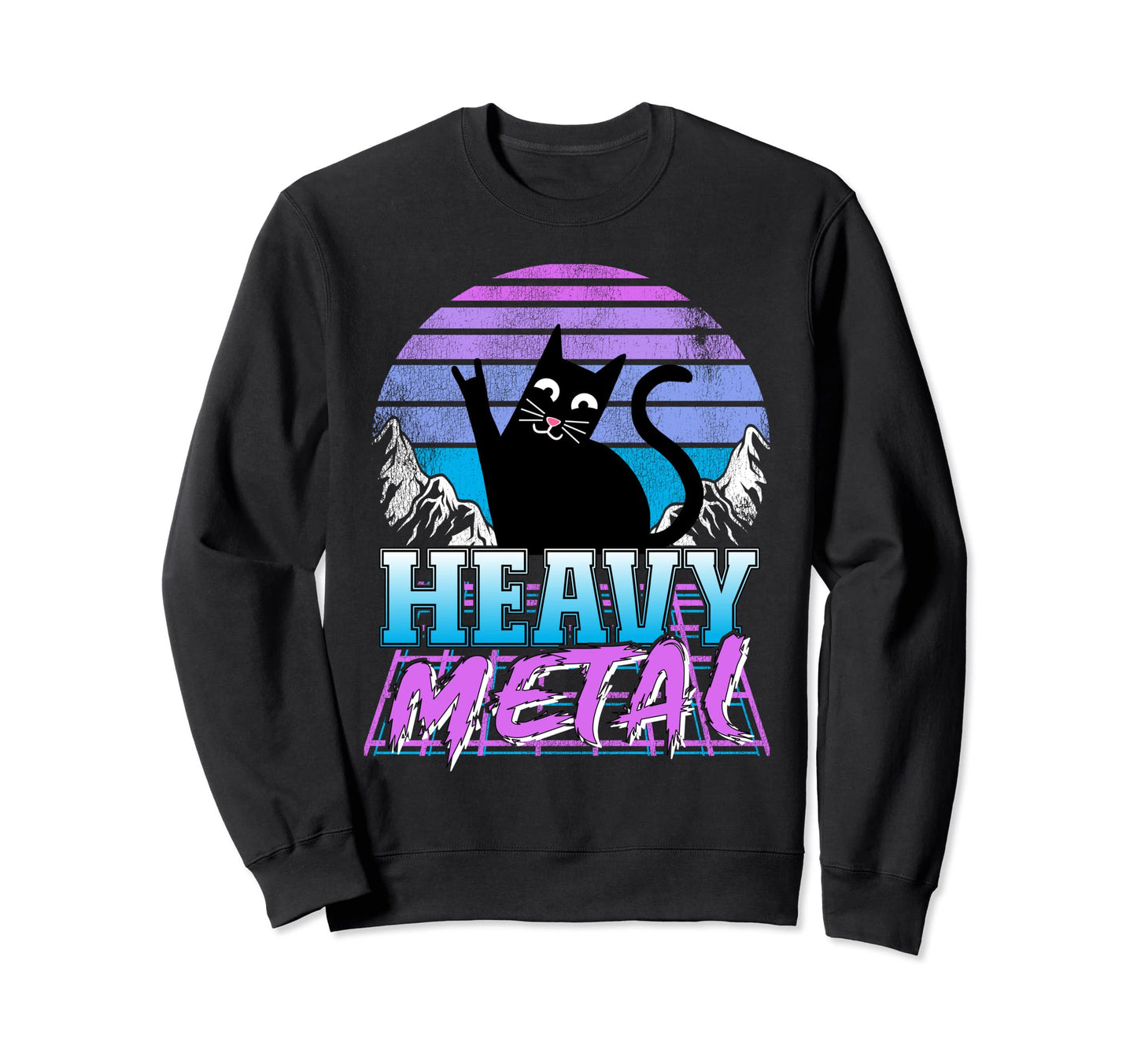 Retrowave Pastel Goth Cat 80S Sweatshirt - Fun Novelty Design for Adults - T-Shirt, Sweatshirt, Hoodie