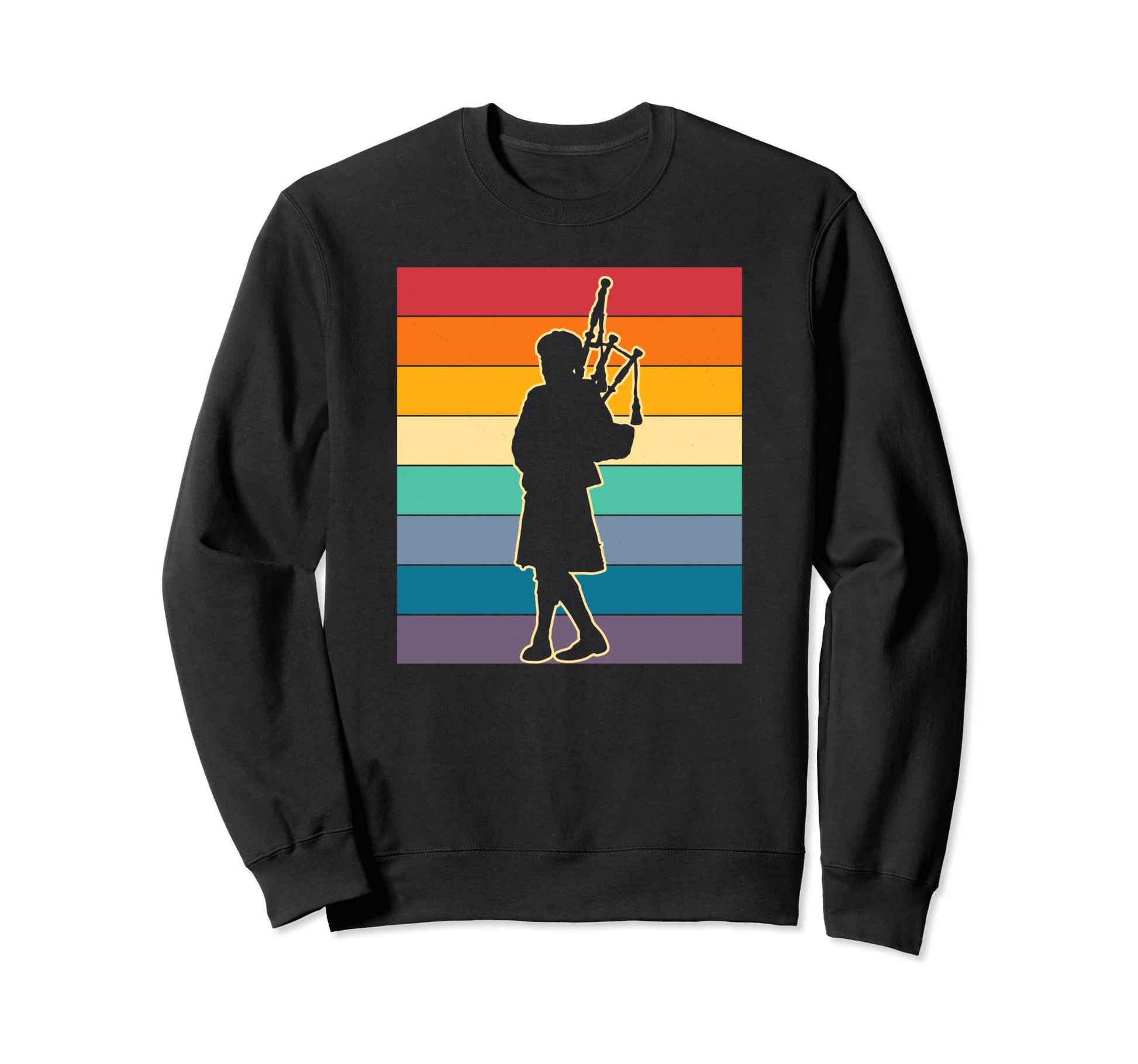 Bagpipes Distressed Rainbow Sweatshirt - Minimalist Print Men Women - T-Shirt, Sweatshirt, Hoodie