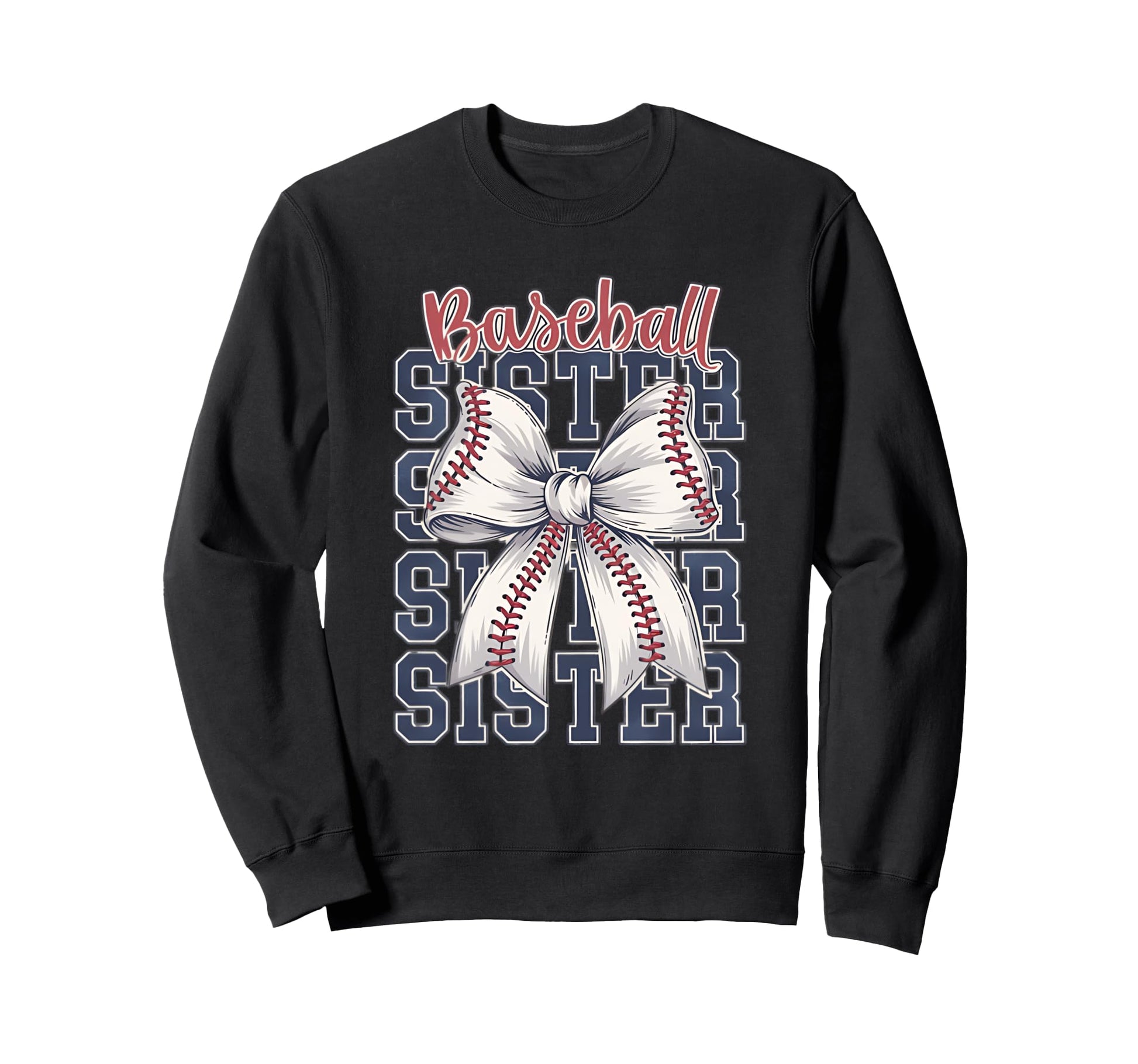 Baseball Sister Coquette Bow Sweatshirt - Minimalist Print Men Women - T-Shirt, Sweatshirt, Hoodie