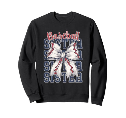 Baseball Sister Coquette Bow Sweatshirt - Minimalist Print Men Women - T-Shirt, Sweatshirt, Hoodie
