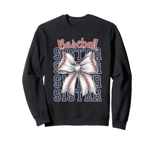 Baseball Sister Coquette Bow Sweatshirt - Minimalist Print Men Women - T-Shirt, Sweatshirt, Hoodie