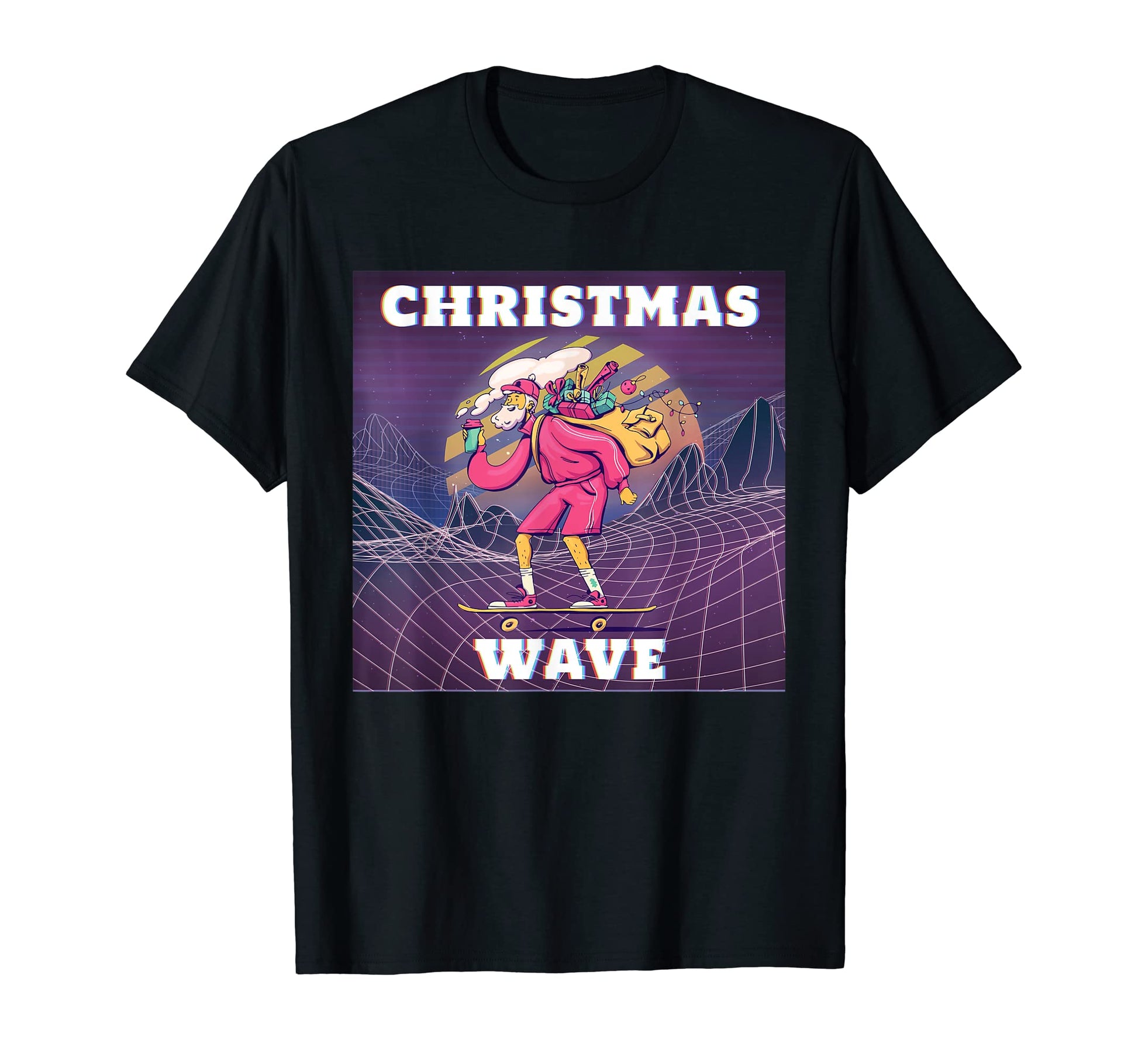 Hipster Santa Skating Vaporwave T-Shirt - Novelty Apparel for Adults - T-Shirt, Sweatshirt, Hoodie