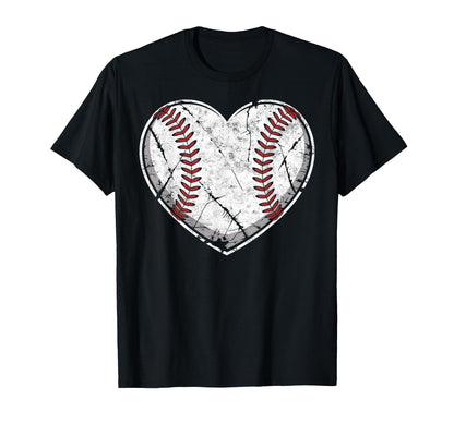 Baseball Ball Heart Player Coach Dad Sport T-Shirt - Graphic Print Unisex - T-Shirt, Sweatshirt, Hoodie