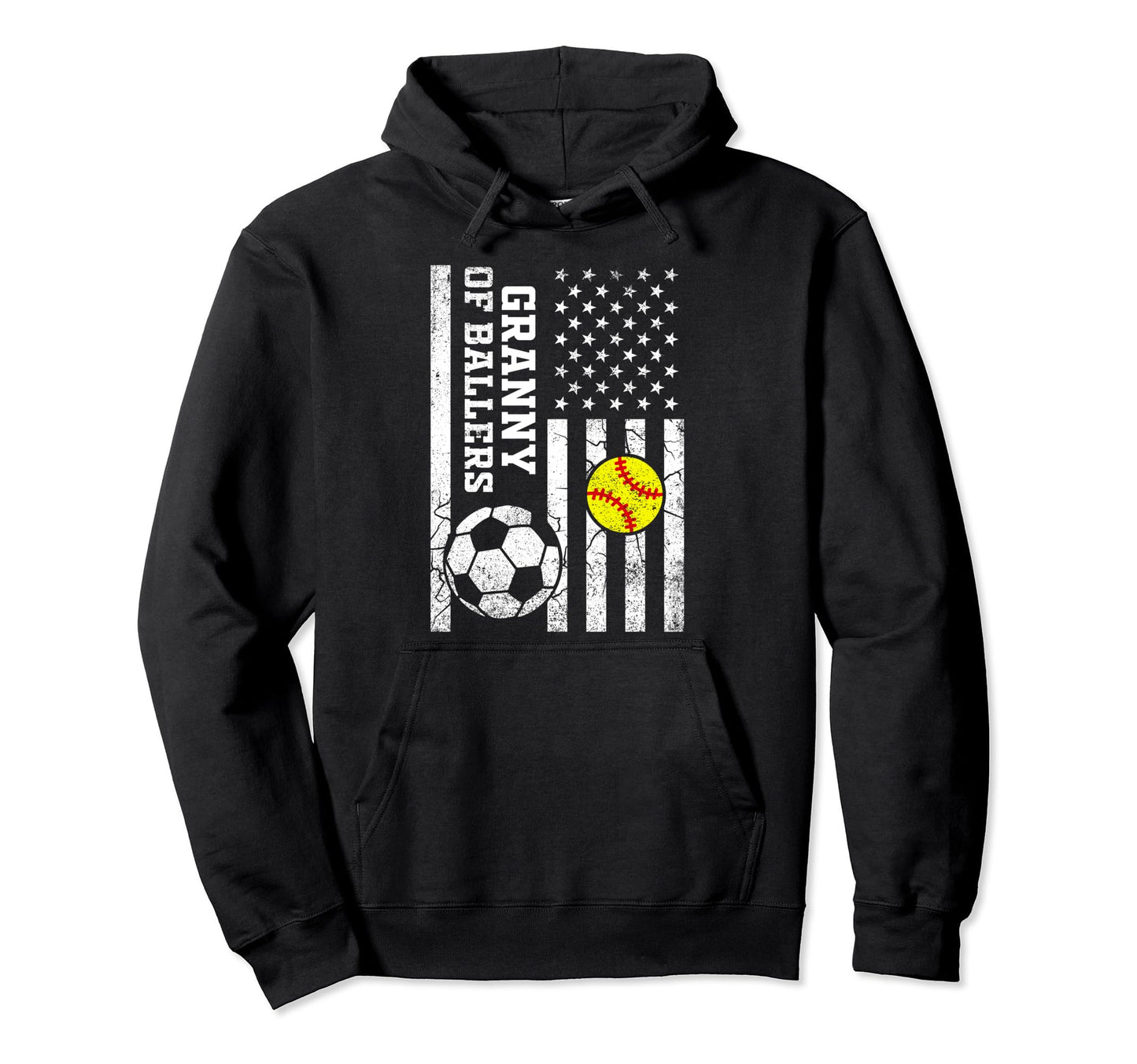 Granny Ballers Baseball Soccer Softball Hoodie - Unique Graphic Unisex - T-Shirt, Sweatshirt, Hoodie