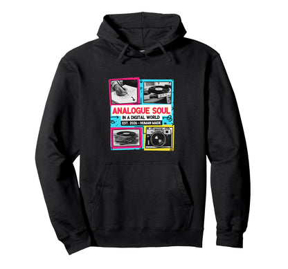 Analog Soul Cassette Vinyl Camera Aesthetic Hoodie - Trendy Graphic Unisex - T-Shirt, Sweatshirt, Hoodie