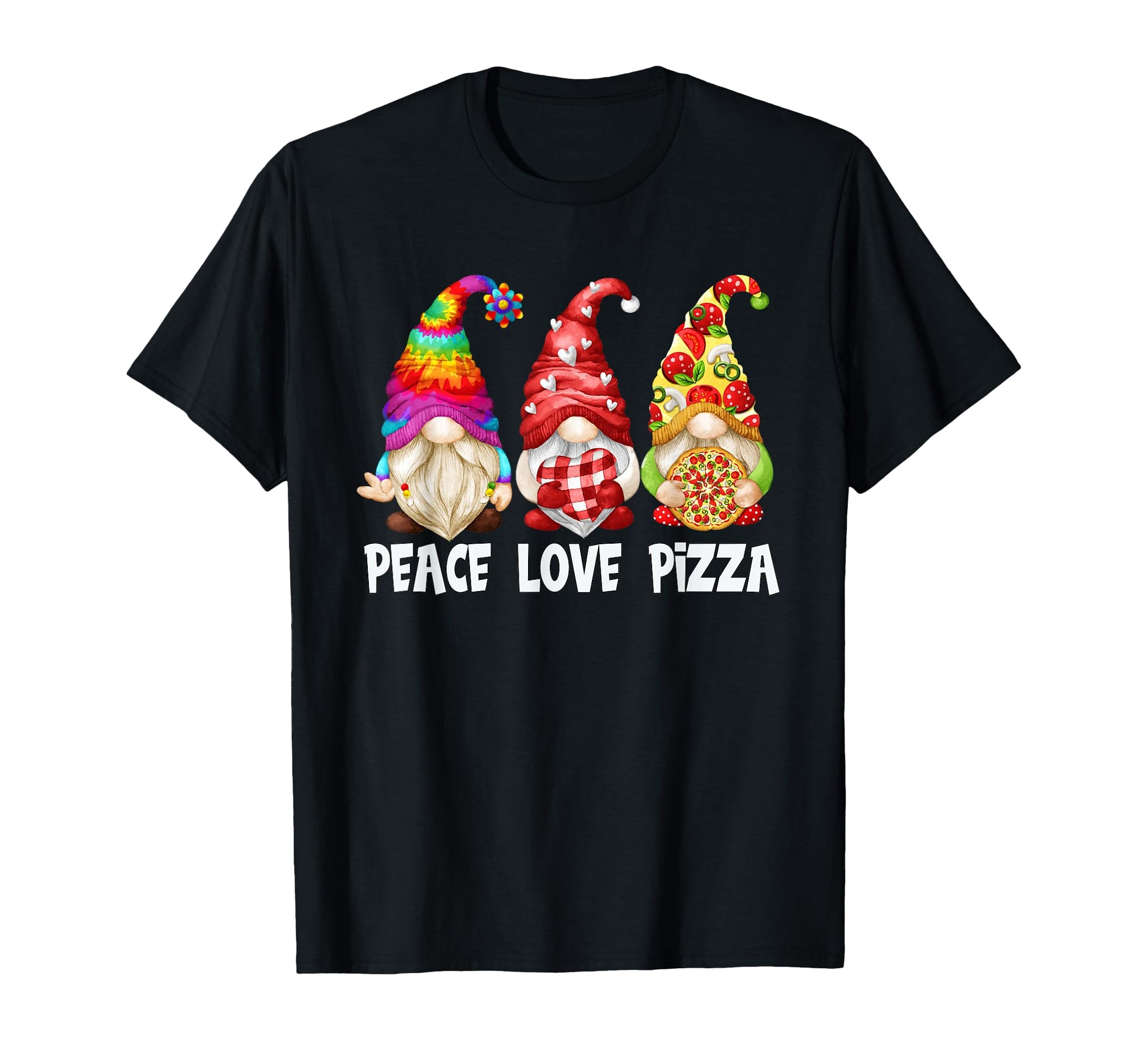 Funny Pizza Lover Hippie Gnome Peace T-Shirt - Aesthetic Graphic Men Women - T-Shirt, Sweatshirt, Hoodie